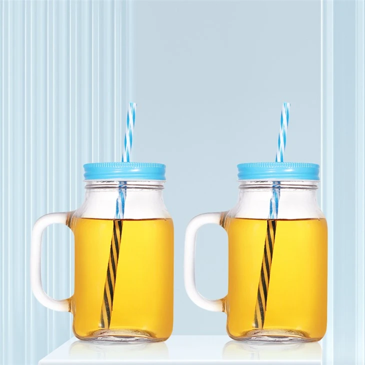 Drink Glass Mason Jars in Bulk With Lid Handle
